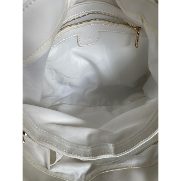 Bebe USA White Studded Chain Strap Shoulder Bag Tote Purse - Picture 8 of 12